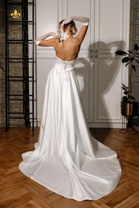 Simple wedding dress | A-line wedding dress | Bridal gloves | Off the shoulder wedding dress | Sweetheart neckline wedding dress | Satin wedding dress | Wedding dress with leg slit | Corset wedding dress | Utah wedding dresses | Lilie gown by Tanya Grig from Ukraine | Low bun bridal hairstyles | Natural bridal makeup ideas | Birdcage veil | Wedding ideas | Wedding inspo | Wedding photography | Bridal heels | Vintage wedding venue | Model poses | Wedding dress photo shoot | Salt Lake City, Utah Simple Sleek Wedding Dress, Bun Bridal Hairstyles, Low Bun Bridal, Wedding Dress With Gloves, Wedding Dress Sweetheart Neckline, Sweetheart Neckline Wedding Dress, Bridal Makeup Ideas, Birdcage Veil Wedding, Sleek Wedding Dress