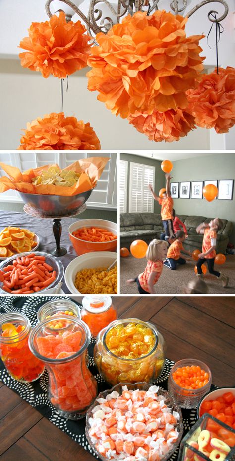 Orange Birthday Parties, Trunk Party, Orange Birthday, Harmony Day, Orange Party, Orange Paper, Fall Birthday, Orange Recipes, Orange Is The New