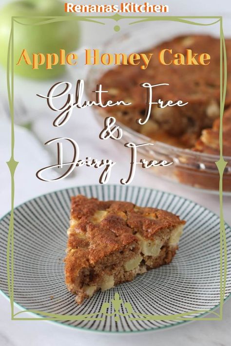 Apple Honey Cake (Gluten Free & Dairy Free) - Renana's Kitchen Honey Cake Rosh Hashanah, Apple Honey Cake, Cake Gluten Free Dairy Free, Gluten Free Apple Cake, Apple And Honey, Cake Fall, Glutenfri Baking, Gluten Free Dairy Free Dessert, Honey Cake Recipe