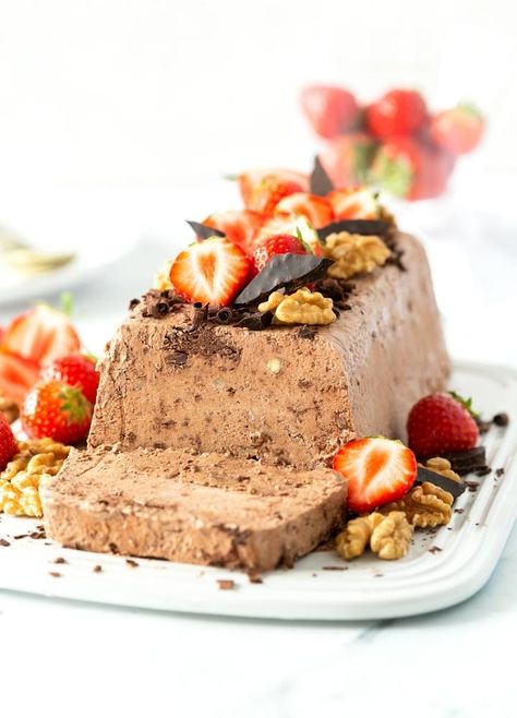 Chocolate Mousse Ice Cream, Semi Freddo Recipe Desserts, Semi Fredo Desserts, Semifreddo Recipe Desserts, Italian Chocolate Desserts, Semi Freddo Recipe, Spumoni Dessert, Christmas Ice Cream Desserts, December Desserts