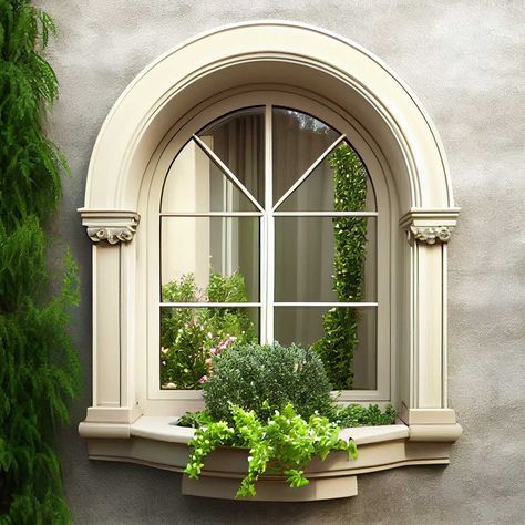 Arch Windows Ideas, Arched Window Trim, Arched Windows Exterior, Window Trim Ideas, Arch Types, Window Guards, Exterior Columns, Bedroom Addition, Trim Ideas