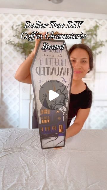 Cynthia Villegas | your new DIY & Home decor bestie | DIY coffin Charcuterie Board . . How adorable and affordable right?????. .Share with someone who loves Halloween 🎃  . Run to Dollar tree... | Instagram Halloween Coffin Charcuterie Board, Coffin Charcuterie Board, Bestie Diy, Diy Coffin, Halloween Run, Charcuterie Board Diy, Wooden Coffin, Halloween Coffin, Fun Diy Projects