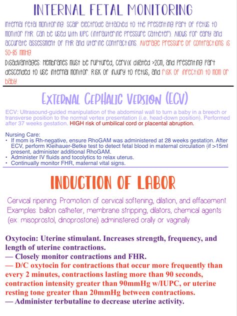 Fetal Monitoring Nursing, Labor Induction, Nclex Practice Questions, Obstetrics Nursing, Doula Bag, Fetal Monitoring, Study Sheets, Midwifery Student, Nurse Study