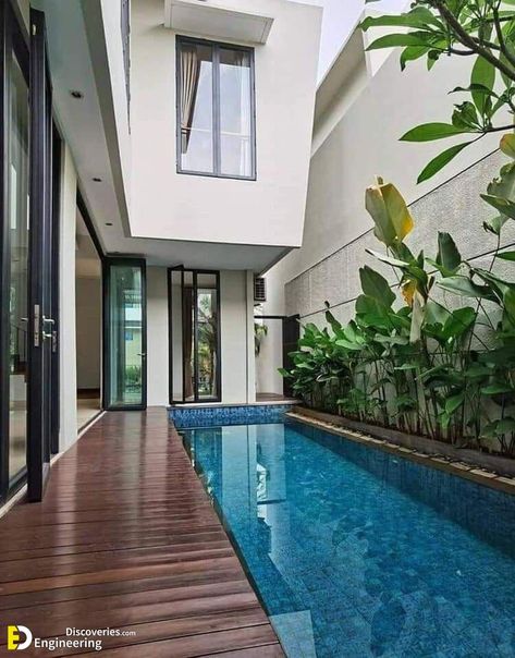 41+ Stunning Garden Pool Designs For Your Backyard | Engineering Discoveries Garden Pool Design, Backyard Swimming Pool, Fasad Design, Indoor Pool Design, Dream Backyard Pool, Courtyard Pool, Luxury Swimming Pools, Swimming Pool Tiles, Small Swimming Pools