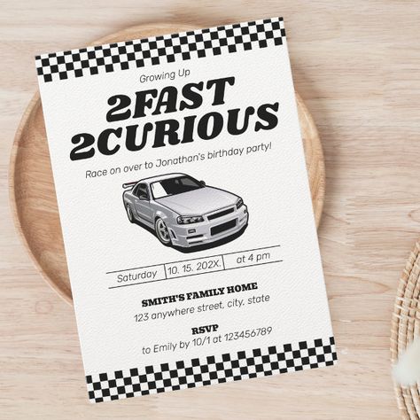 Two Fast Two Handle Boy 2nd Second Birthday Party Invitation Two Fast Two Furious Birthday Invitations, 2 Fast 2 Furious Birthday Party Invitation, 2 Fast Birthday Party Invitation, 2 Fast 2 Curious Birthday Decor, 2 Fast 2 Curious Birthday Party, Too Fast Too Curious Birthday, Two Fast Birthday Party Boy Cake, Two Fast Two Curious Birthday Party Boy, Boys Second Birthday Themes