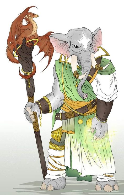 Dnd Loxodon Art, Dnd Elephant, Loxodon Art, Loxodon Monk, Loxodon Druid, Loxodon Dnd, Dnd Druid, Character Commission, D D Character Ideas