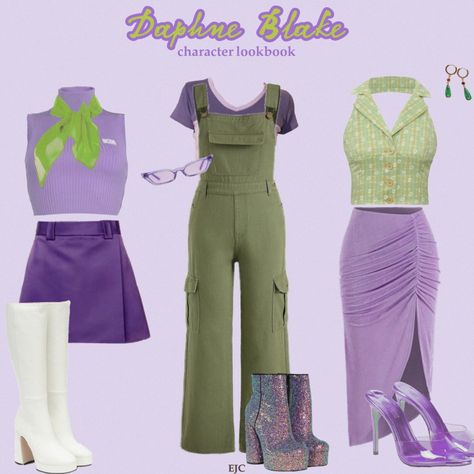 "Creepers!" - Daphne Blake : Scooby Doo Daphne Costume With Jeans, Daphne Scooby Doo Inspired Outfit, Daphne Lookbook, Daphne Inspired Outfits Scooby Doo, Modern Daphne Blake Outfit, Dafne Scooby Doo Outfit, Daphne Aesthetic Scooby Doo, Daphne Blake Aesthetic Outfit, Daphne Blake Inspired Outfit