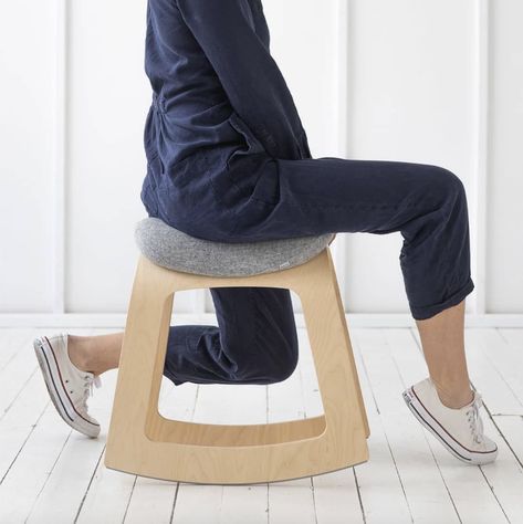 Muista Active Chair is a 2-in-1 rocking desk stool for a stronger back, better balance and concentration. The only chair capable of providing more freedom than restriction. Active Chair, Exercise While Sitting, Modern Wood Chair, Ergonomic Stool, Saddle Chair, Desk Stool, Kneeling Chair, Office Stool, Chair Desk