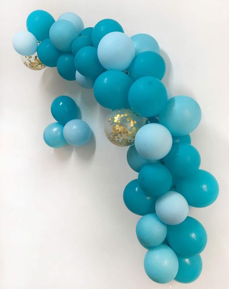 Party Decorations Backdrop, Teal Balloons, Turquoise Party, Blue Birthday Parties, Balloon Arch Kit, Anniversary Party Decorations, Garland Backdrops, 60 Wedding Anniversary, Gold Confetti Balloons