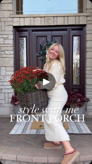 60K views · 6.7K reactions | Style with me 🍂 comment FRONT PORCH for links!

Styling my front porch for fall 🍂 I have been using the same baskets year after year for my real mums and just love them! This is my favorite outdoor rug ever, extremely durable. Added lots of faux pumpkins this year and these pre-lit woven pumpkins are so cute! 

Follow @mrs.vesnatanasic for more home styling ideas and shop everything in my LTK shop @shop.ltk ✨ 

Fall front porch
Fall home decor
Fall decorating
Real mums
Faux pumpkins

#fallfrontporch #frontporchdecor #falldecorating | Vesna Tanasic Small Front Door Fall Decor Ideas, Patio Fall Decorating Ideas, Fall Porch Ideas 2024, Faux Mums Front Porch, Mums Flowers Front Porch, Front Porch Rug Ideas, Mums Front Porch Fall Displays, Porch Mums, Home Styling Ideas