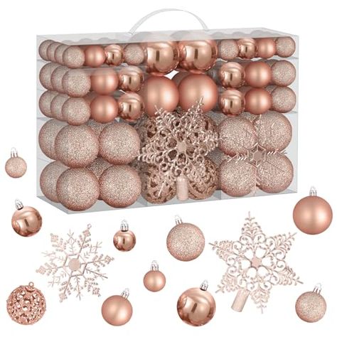 Rose Gold Christmas Ornaments, Christmas Ball Decorations, Commercial Christmas Decorations, Rose Gold Christmas Decorations, Xmas Tree Ornaments, Christmas Snowflakes Decorations, Tree Decor Christmas, Gold Christmas Ornaments, Rose Gold Christmas