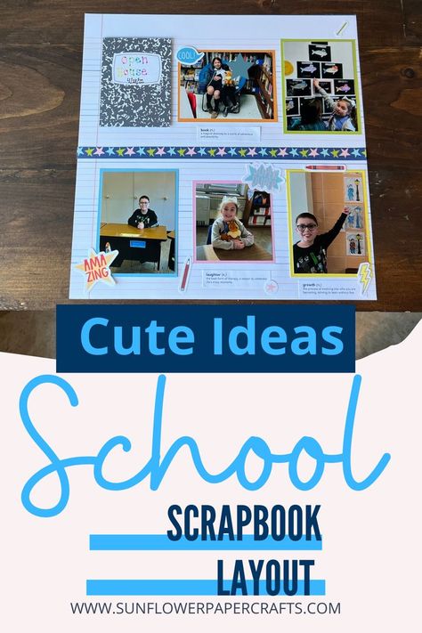 Celebrate your kids school days with this easy and cute school scrapbook layout. All you need are a few simple supplies to make this layout. School Scrapbook Layouts | School scrapbook layouts cute ideas | school scrapbook ideas | Kids school scrapbook ideas | School scrapbook ideas elementary | School scrapbook ideas layout | School scrapbook pages | school scrapbook pages picture layouts | School scrapbook page ideas Scrapbook Ideas Kids, Scrapbook Ideas School, School Scrapbook Ideas, School Scrapbook Pages, School Scrapbook Layouts, Scrapbook Pictures, Picture Layouts, School Scrapbook, Kids Pages