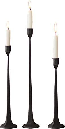 Iron Taper Candle Holder - Decorative Candle Stand - Candlestick Holder for Wedding, Dinning, Party, Set 3 Tall Candle Stands, Black Candlestick Holders, Metal Candle Stand, Cast Iron Candle Holder, Led Taper Candles, Candles Holder, Black Candle Holders, Tall Candlesticks, Metal Candelabra