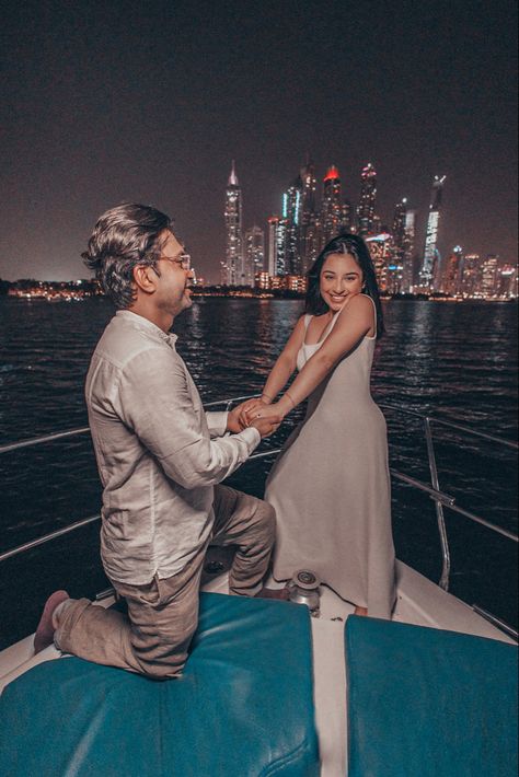 Night proposal photoshoot in Dubai #dubai #instagram #proposal #proposalideas #dubaimarina #dubaitravel #marryme #aesthetic #coupleportrait #coupleromantic #couplephoto #yacht #proposalinspiration Yacht Proposal, Night Proposal, Photoshoot In Dubai, Dubai Instagram, Proposal Photoshoot, Dubai Travel, Couple Portraits, Wedding Photoshoot, Marry Me