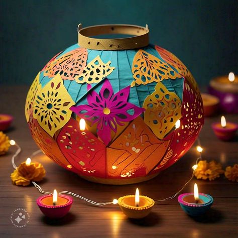 Kandil For Diwali, Diwali Kandil, Akash Kandil, Diwali Art, Diwali Ideas, Diwali Lantern, Bridal Gift Wrapping Ideas, Diwali Decor, Garden Whimsy