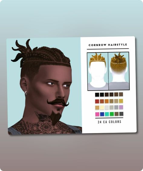 Sims 4 Hairstyle CC: Cornrow Hairstyle  Male  By Oranostr Sims 4 Cc Black Hairstyles Male, Sims 4 Afro Hair Male, Afro Hair Sims 4 Cc, Hairstyle Male, Sims 4 Afro Hair, Cornrow Hairstyle, Male Sims, Afro Hairstyles Men, 4 Hairstyles