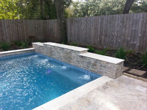 Rectangular Pool Ideas, Pool Waterfalls, Pool Makeover, Swimming Pool Waterfall, Pool Architecture, Moderne Pools, Swimming Pool Architecture, Pools Backyard Inground, Modern Pool