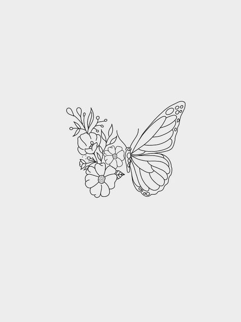 #tattoo #tattooideas #tattoosforwomen Aesthetic Butterfly Outline, Butterfly On Back Of Arm Tattoo, Butterfly Tattoo Outline, Butterfly Drawing Outline, Butterfly With Flowers, Butterfly With Flowers Tattoo, Flores Tattoo, Petit Tattoo, Small Pretty Tattoos