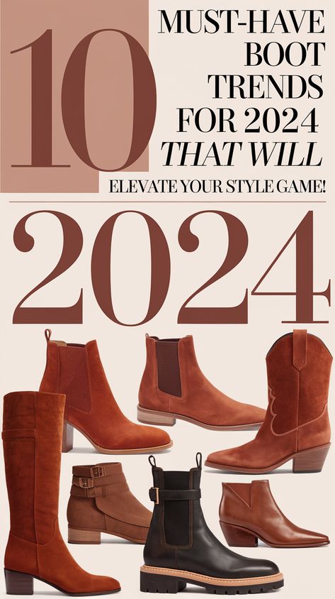 10 Must-Have Boot Trends for 2024 That Will Elevate Your Style Game! Boots 2024 Winter, Boots For Fall 2024, Wearing Ankle Boots, Suede Brown Boots, Trending Winter Boots, How To Wear Ankle Boots, Colored Boots, Boots Outfit Ankle, Platform Boots Chunky