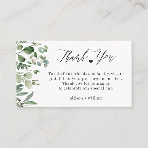 $ 0.3 | Elegant Eucalyptus Leaves Wedding Table Thank You #wedding #simple #watercolor #greenery #eucalyptus leaves #foliage #small thank you card #bridal shower #plate thank you card #reception thank you card Table Place Cards Wedding, Eucalyptus Leaves Wedding, Wedding Simple, Simple Watercolor, Watercolor Greenery, Wedding Plates, Wedding Enclosure Cards, Wedding Plan, Table Place Cards