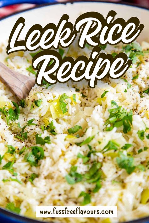 Here's an easy Leek Rice Recipe for a delicious side dish that is tasty enough for a simple meal all by itself. It has deliciously delicate flavors that also go with so many meat dishes. Best Rice Pilaf, Greek Rice Pilaf, Greek Rice, The Best Rice, Leek Recipes, Best Rice, Rice Pilaf, Best Side Dishes, Kebabs