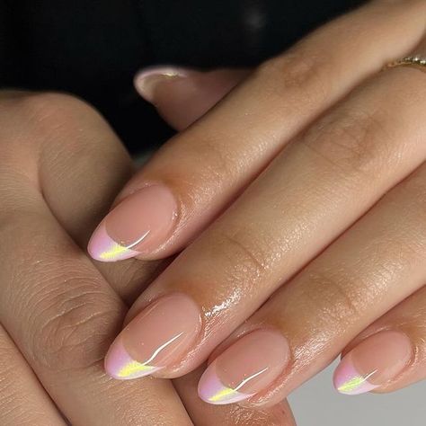 Pink Chrome French Tip Nails, Pink Flower Nails, Pink French Nails, Pink Chrome Nails, Simple Fall Nails, Spring Acrylic Nails, Chrome Nails Designs, Wow Nails, Diy Acrylic Nails