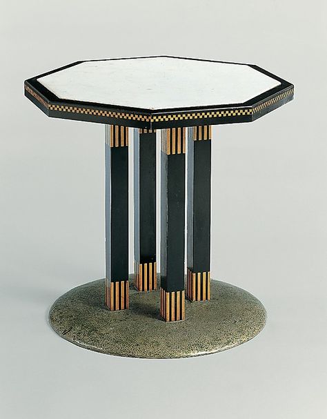 Center Table - Wiener Werkstätte - 1903.  Josef Hoffmann - Wood, ebonized wood, marble, nickel-plated brass. Joseph Hoffman, Ebonized Wood, Koloman Moser, Josef Hoffmann, Wood Marble, Contemporary Apartment, Furniture Side Tables, Deco Furniture, Art Deco Furniture