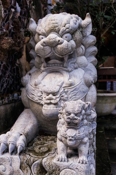 Lion stone statue, asian architecture at Vietnam. by romankosolapov. Lion stone statue, asian architecture at Vietnam #Affiliate #statue, #stone, #Lion, #asian Stone Lion, Fu Dog, Stone Statue, Asian Architecture, Ganesh Statue, Stone Statues, Design Toscano, Stone Sculpture, Beautiful Places In The World