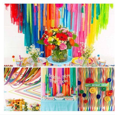 Features: Add a special to your party with these gorgeous crepe paper streamers. Quickly stick them to a wall or ceiling and they'll instantly light up anywhere. Our rainbow streamer decorations are made of high quality materials with superior texture, high durability and flexibility. Smooth to the and easy to cut. Our crepe paper can be used in a variety of DIY or art projects. Whether it's a birthday, baby shower or wedding, they'll bring bright colors to your party decor. PARTY DECORATION USE Rainbow Streamers, Streamer Decorations, Halloween Origami, Rainbow Party Decorations, Crepe Paper Streamers, Paper Streamers, Background Diy, Baby Shower Backdrop, Mermaid Coloring