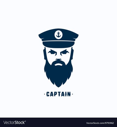 Captain Face Silhouette Logo Template Royalty Free Vector Face Silhouette, Silhouette Logo, Vector Logo, Illustrator, Resolution