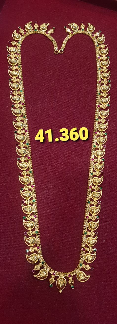 Manga Haram Gold, Kandoli Designs, 40grams Gold Haram, Kaasu Mala, Kasu Haram, Gold Haram Designs, Mango Haram, Pretty Gold Necklaces, Indian Gold Necklace Designs