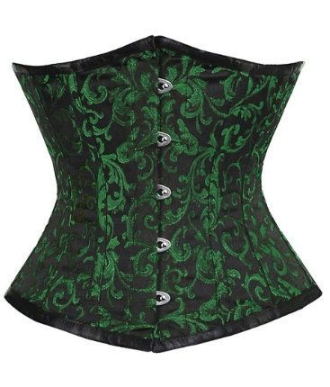 Sleek sellouts! 🤓. Order Underbust corset green black brocade Steel Boned waist trainer at $83.00 #CorsetTop #BrocadeCorset #SteelBoneCorset #SexyCorset #underbust #WaistCincher #bustier #UnderbustCorset #SteampunkCorset #PersonalizedGifts Torso Female, Under Bust Corset, Corset Costumes, Waist Cincher Corset, Steampunk Corset, Steel Boned Corsets, Plus Size Corset, Lace Tights, Gothic Corset