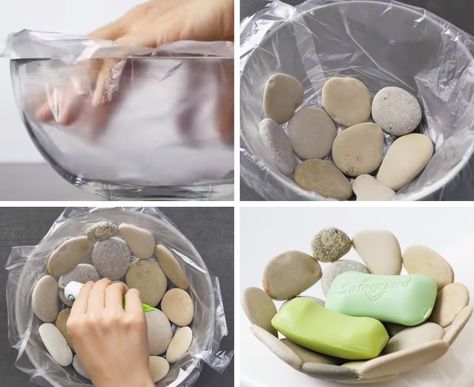 Diy Dish Soap, Savon Diy, Rock Decor, Stone Crafts, Garden Art Sculptures, Diy Soap, Rock Crafts, Diy Home Crafts, Pebble Art