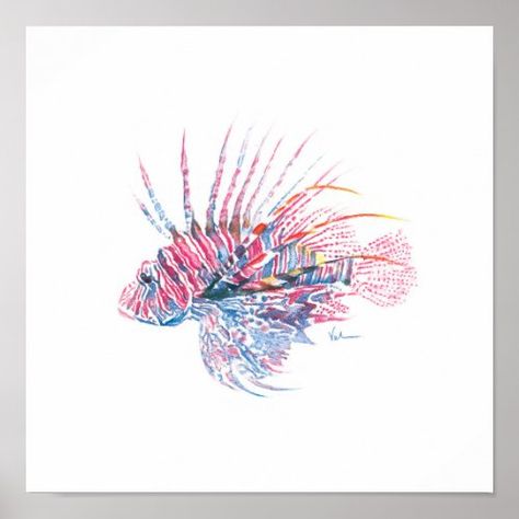 $11.35 | Watercolor Lionfish Art #watercolor, painting, beach decor, tropical, office, bird, ocean, lionfish, sea, fish Lionfish Art, Sea Creatures Art, Beach Inspired Decor, Lion Fish, Watercolor Ocean, Shop Watercolor, Popular Art, Sea Art, Fish Print