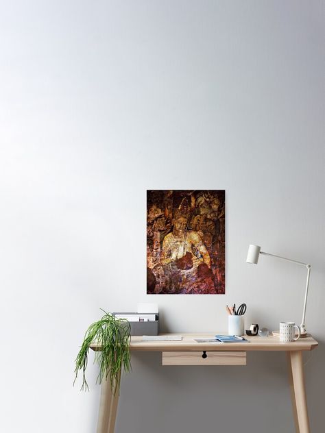 "Bodhisattva Padmapani" Poster for Sale by AeroplaneTees | Redbubble Cave Painting, Cave Paintings, Blank Walls, Sale Poster, Top Artists, Sell Your Art, Poster Design, For Sale, Anime