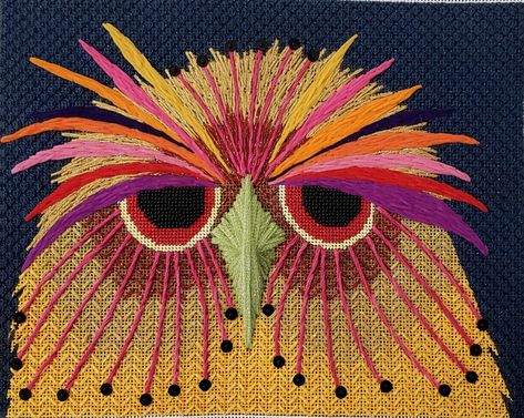 Gallery – Zecca Textile Art Embroidery, Screech Owl, Needlepoint Stitch, Needlepoint Stitches, Needlepoint Designs, Needle Art, Needlepoint Canvases, Embroidery Art, Beaded Embroidery