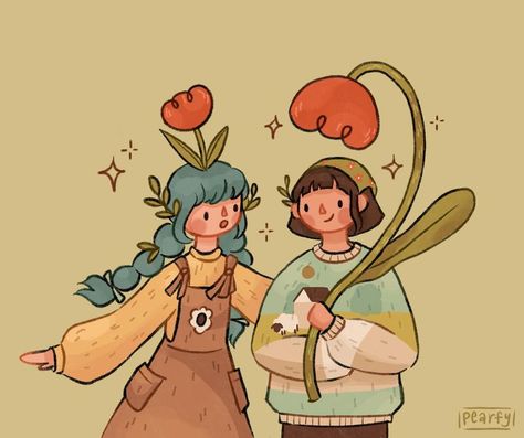 Lo ✶ on Instagram: “Combined two dtiys! I think they could be flower friends 🌷 #chezalbi4k #dtiyspaloma” Best Friend Art Aesthetic, Two Best Friends Aesthetic Drawing, Cute Friends Drawings, Things To Draw With Friends, Flower Character Illustration, Cute Cartoon Style, Cute Friend Drawings, Sketch Best Friends, Art Ideas With Friends