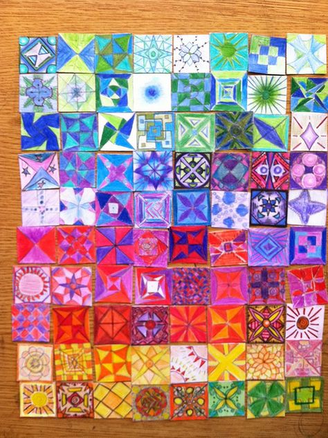 Project with my daughter's middle school class. Group Art Projects, Class Art Projects, Collaborative Art Projects, Auction Projects, Paper Quilt, Classroom Art Projects, Classroom Art, Ecole Art, Elementary Art Projects