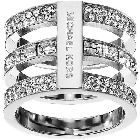 Michael Kors Park Avenue Tric Stack Pave Ring ($125) ❤ liked on Polyvore featuring jewelry, rings, silver stackable rings, stacking rings jewelry, silver charms, pave charms and gold tone rings Michael Kors Ring, Season Outfits, Jewelry Stacking, Rings Stacking, Pave Jewelry, Barrel Rings, Stackable Rings Silver, Rings Accessories, Accessories Silver