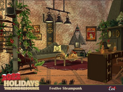 Steampunk Wallpaper, Steampunk Furniture, Sims4 Clothes, Sims 4 Cc Furniture, Boho Bedding, Island Living, Modern Kilim, Romantic Garden, Outdoor Retreat