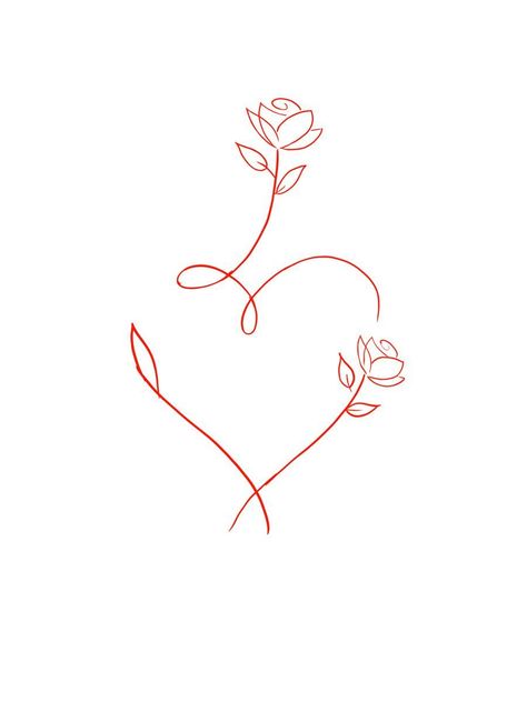 Fineline Rose Tattoo Design, Heart Tattoo Stencil, Tattoo Stencils Outline For Women, Rose Heart Tattoo, Heart Outline Tattoo, Pentagram Tattoo, New Beginning Tattoo, Rose Outline, Cross Tattoos For Women