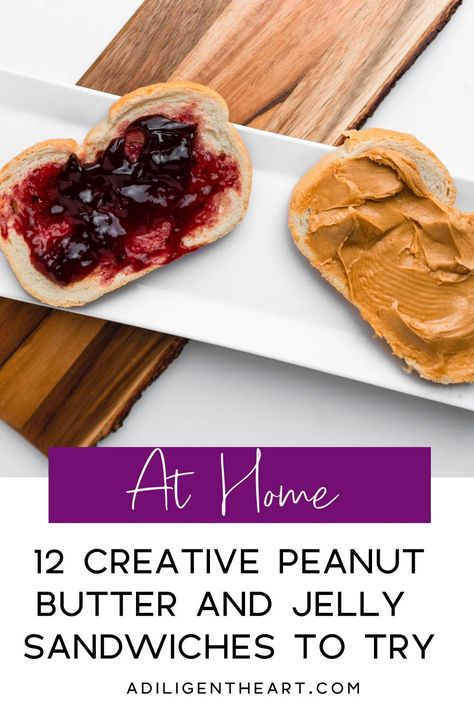 12 Creative Peanut Butter and Jelly Sandwiches to Try #athome #AtHome #food Elevated Peanut Butter And Jelly, Peanut Butter And Jelly Hamburger, Peanut Butter And Jelly Sandwich Ideas, Gourmet Pb&j Sandwich, Gourmet Peanut Butter And Jelly Sandwich, Fancy Peanut Butter And Jelly Sandwich, Peanut Butter And Honey Sandwich, Grilled Peanut Butter And Jelly Sandwich, Pb J Sandwiches Ideas