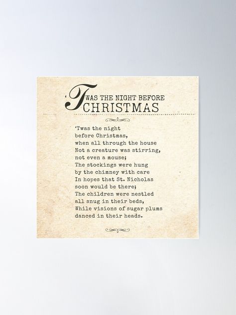 Family At Christmas, Poem Poster, Christmas Poem, Sugar Plums, Twas The Night Before Christmas, Christmas Typography, Christmas Poems, Weird Holidays, Night Before Christmas