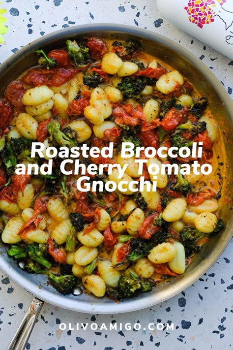 Tomato Gnocchi, Gnocchi Pasta, Lent Recipes, Cherry Tomato Pasta, Feta Recipes, Simple Green Salad, Broccoli Pasta, Gnocchi Recipes, Tomato Pasta