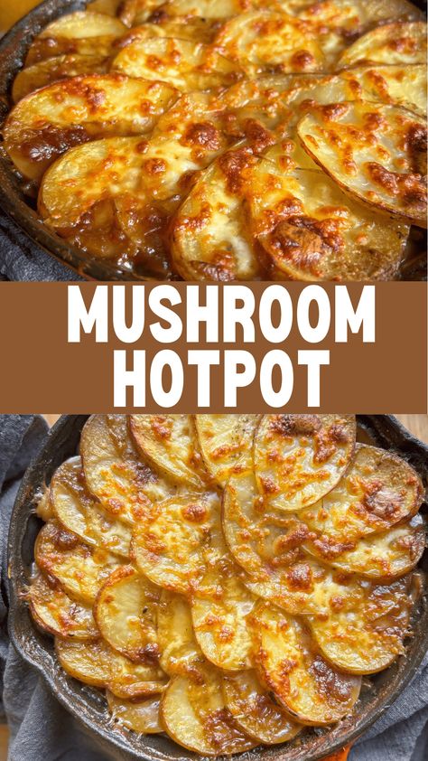 Mushroom Hotpot Veggie Casserole Recipes, Hotpot Recipe, One Pot Vegetarian Recipes, Vegetable Pot Pies, One Pot Vegetarian, Vegetarian Comfort Food, Creamy Mushroom Pasta, Mushroom Dish, Hearty Comfort Food