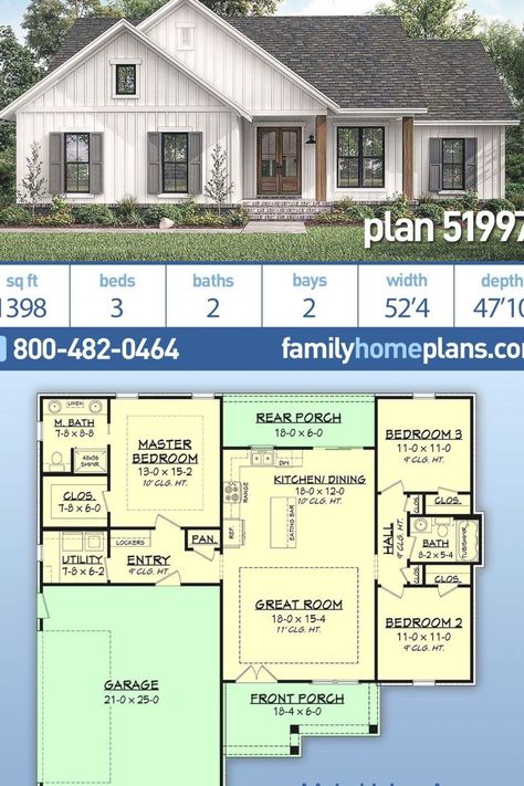 Bath Layout, 1500 Sq Ft House, Small Country Homes, Split Bedroom, Small House Floor Plans, Building Plans House, Farmhouse Style House Plans, Simple House Plans, Country House Plan