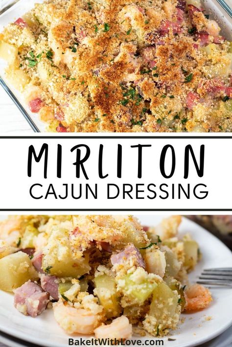 mirliton dressing Mirliton Dressing, Mirliton Recipe, Cubed Ham, Classic Cajun Recipes, Popular Casseroles, Chayote Recipes, Chayote Squash, Bread Dressing, Cajun Creole Recipes