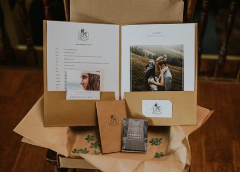 Wedding Welcome Packet- Branding Inspiration- Lume Photography Photography Welcome Packet, Photography Client Gifts, Wedding Expo Booth, Photographer Client Gifts, Photography Booth, Photographer Packaging, Digital Photography Lessons, Wedding Welcome Gifts, Wedding Photography Pricing