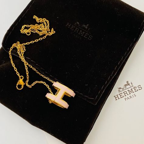 Hermes Pop H Necklace Pink Rose Gold (Worn once) H Necklace, Hermes Jewelry, Metal Color, Necklace Pendant, Pink Rose, Rose Gold, Packaging, Pendant Necklace, Pendant