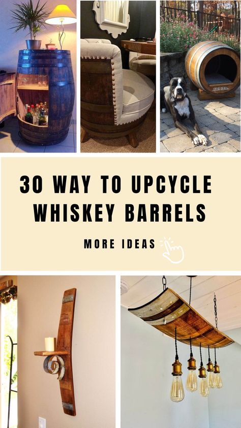 Discover creative ways to enhance your home or garden with upcycling projects utilizing whiskey barrels. Transform them into stunning planters overflowing with vibrant foliage or repurpose them into chic tables and bars. Embrace the art of upcycling, injecting new life into these barrels. Showcase your DIY prowess and infuse a rustic charm into your surroundings. Elevate your space with a touch of sophistication while reducing waste in style. Barrel Dog House, Diy Whiskey Barrel, Wine Barrel Clock, Diy Whiskey, Diy Toilet Paper Holder, Barrel Sink, Barrel Coffee Table, Whiskey Barrel Furniture, Barrel Projects